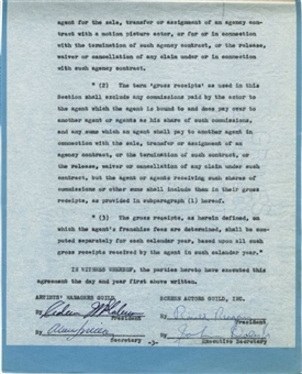 1952 Ronald Reagan Signed Settlement Agreement Between SAG and AMG